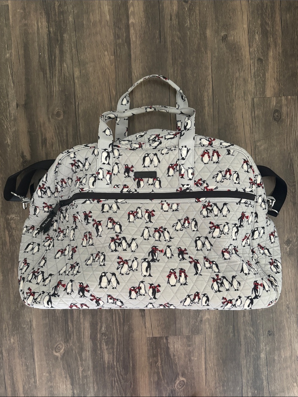 Vera Bradley Weekender Travel Bag Playful Penguins Gray Retired Pattern Quilted